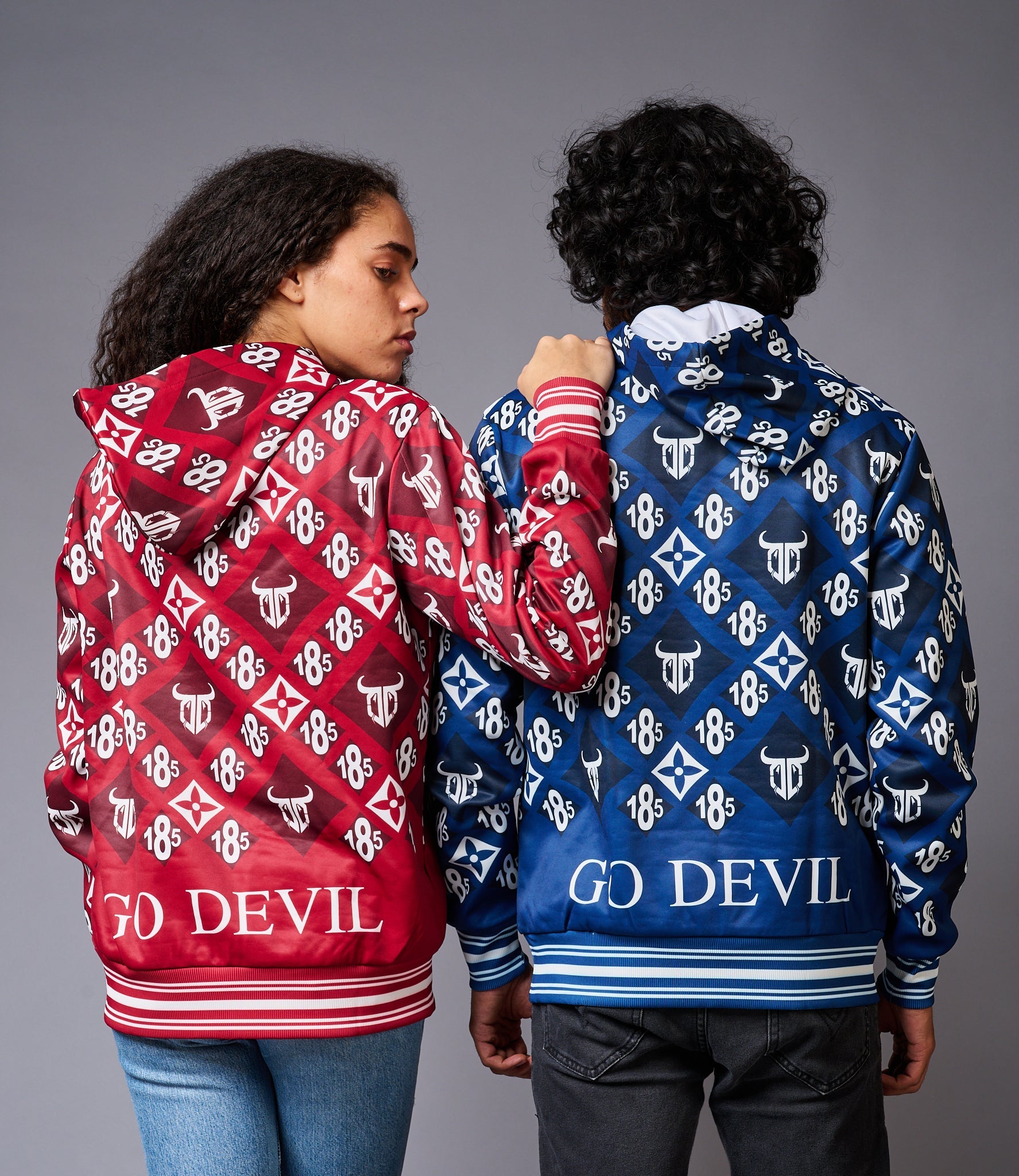 185 GD Logo Printed Red & Blue Couples Coord Wear - Go Devil