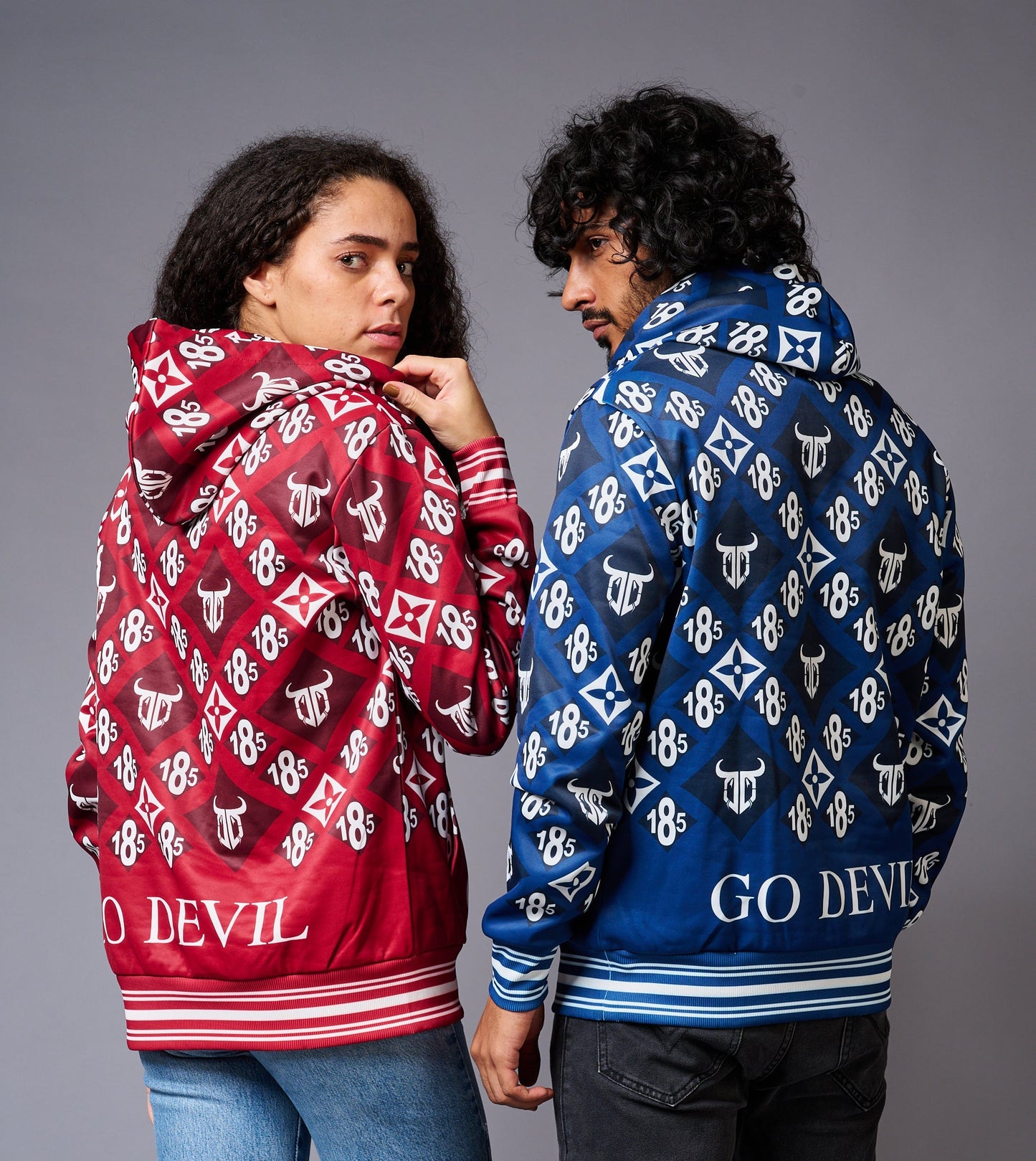 185 GD Logo Printed Red & Blue Couples Coord Wear - Go Devil