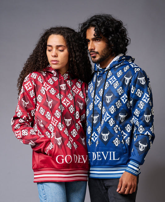 185 GD Logo Printed Red & Blue Couples Coord Wear - Go Devil