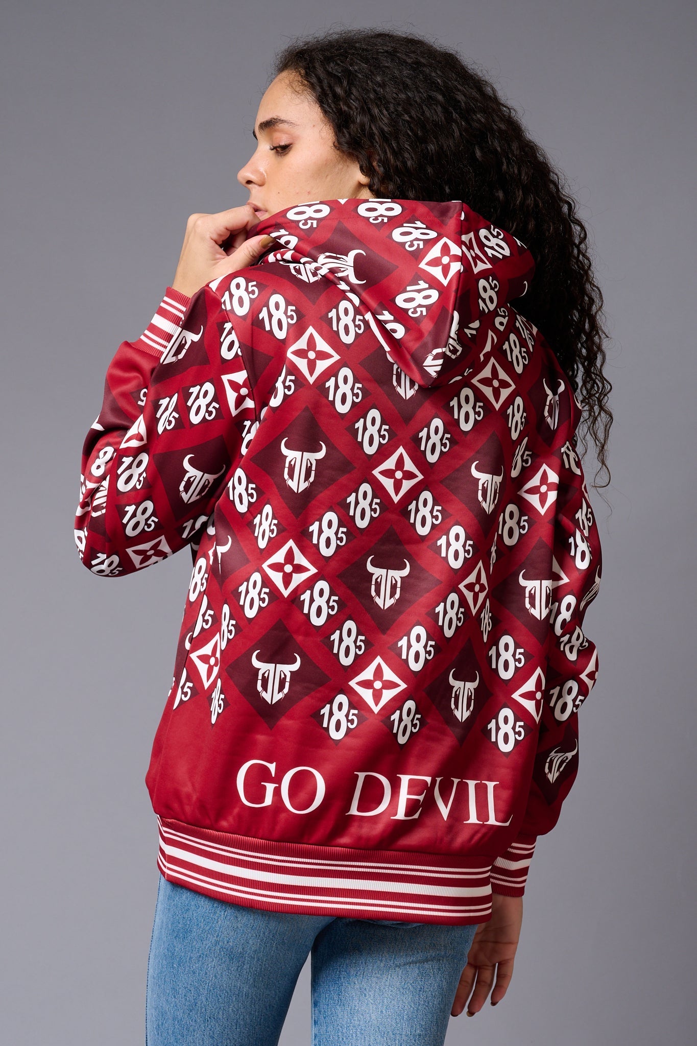 185 GD Logo Printed Red Hoodie for Women - Go Devil