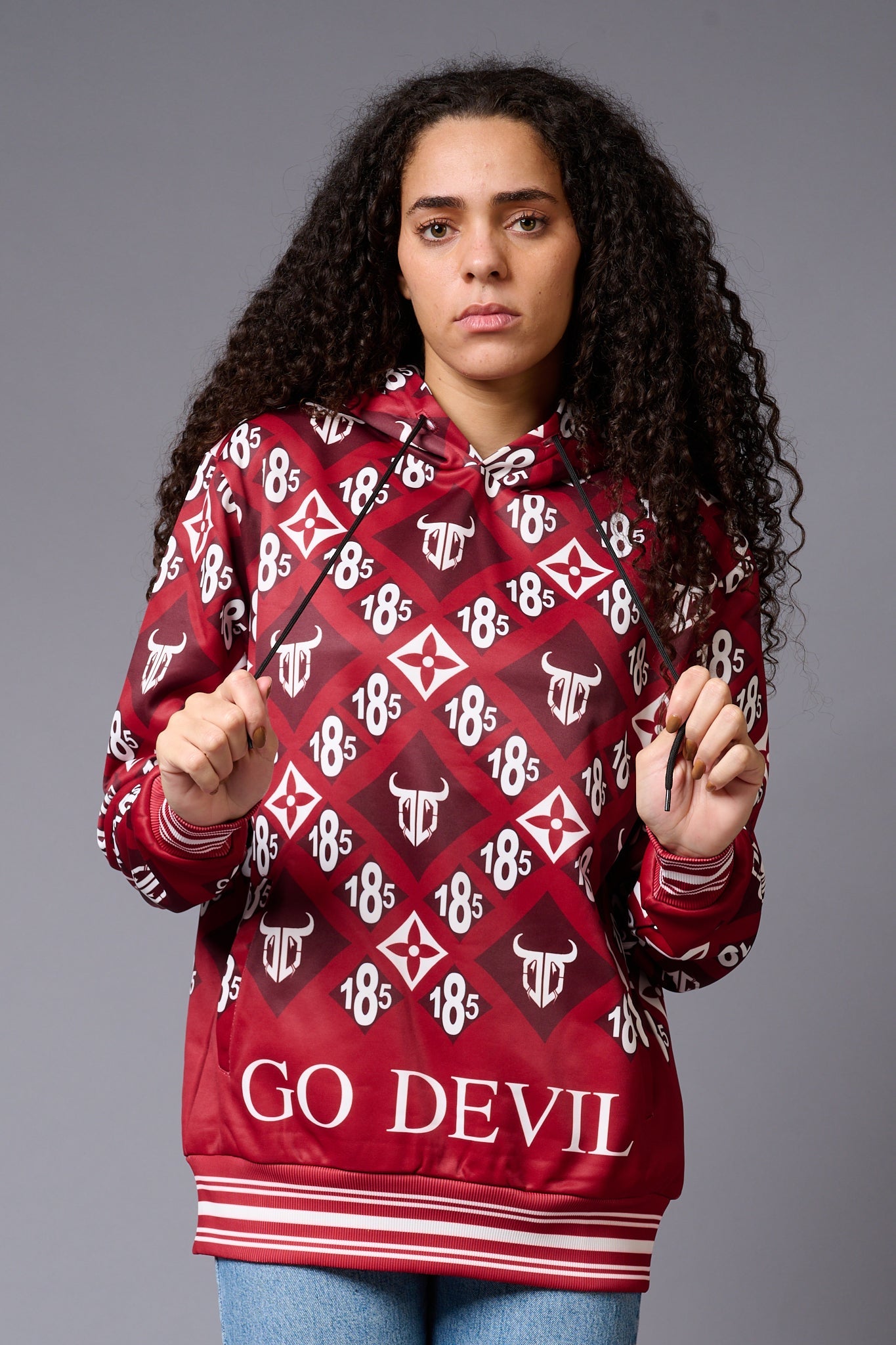 185 GD Logo Printed Red Hoodie for Women - Go Devil