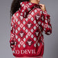 185 GD Logo Printed Red Hoodie for Women - Go Devil