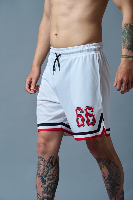 66 Printed White Polyester Shorts for Men - Go Devil