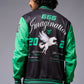 666 Imagination Printed Black & Green Varsity Jacket for Men - Go Devil
