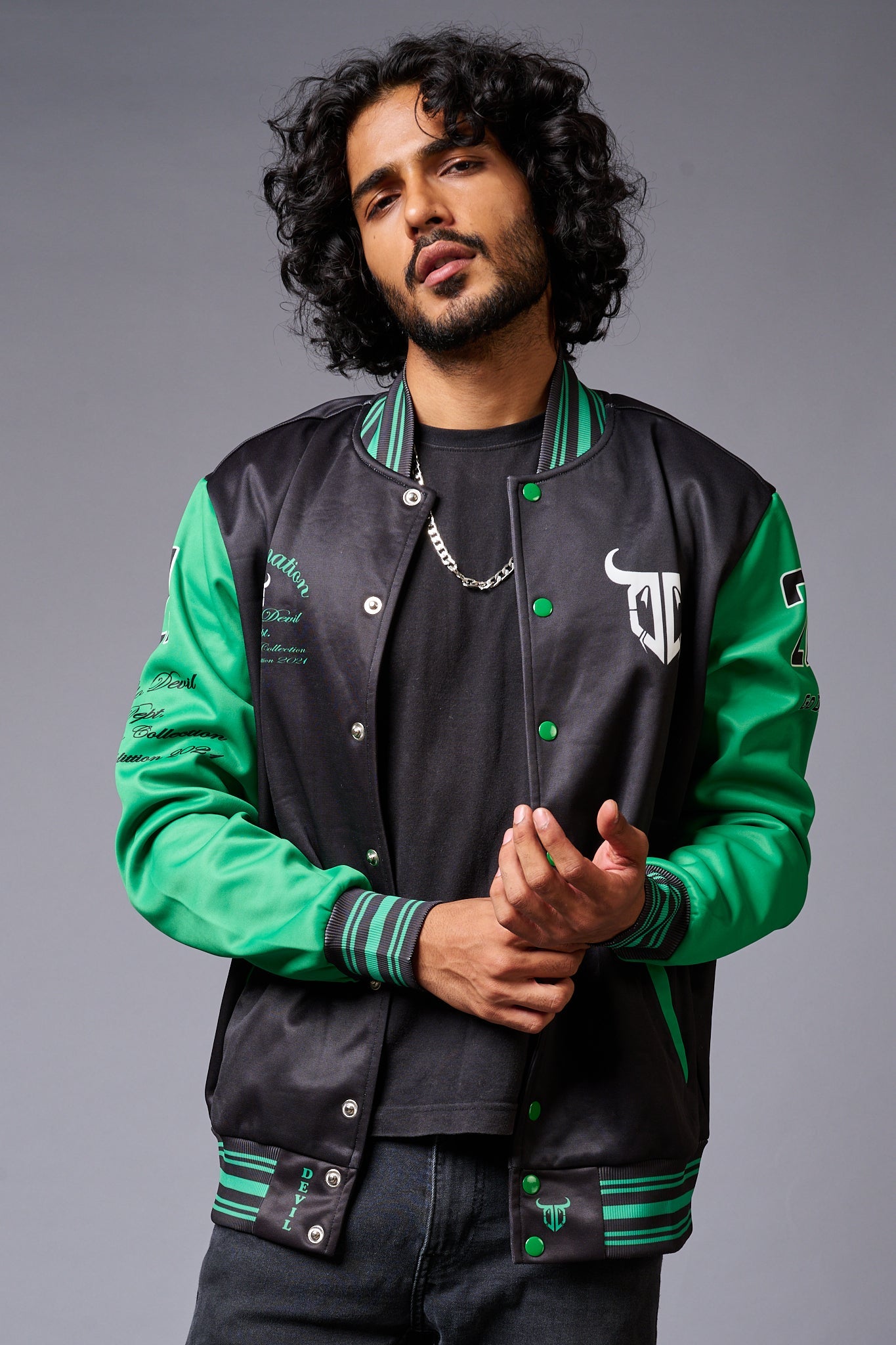 Green and discount black varsity jacket