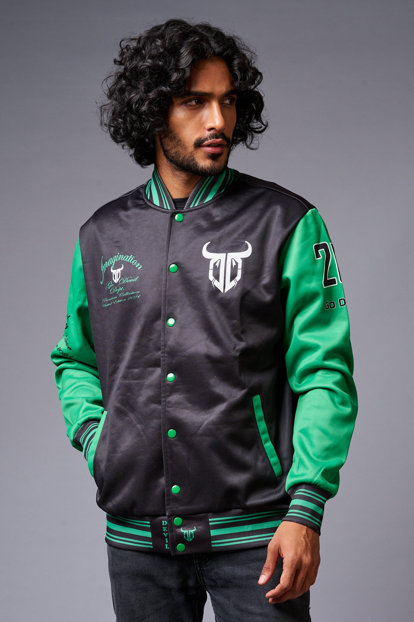 Black and discount green letterman jacket