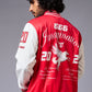 666 Imagination Printed Red & White Varsity Jacket for Men - Go Devil