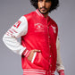 666 Imagination Printed Red & White Varsity Jacket for Men - Go Devil