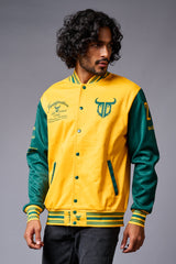 666 Imagination Yellow & Green Varsity Jacket for Men - Go Devil
