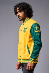 666 Imagination Yellow & Green Varsity Jacket for Men - Go Devil
