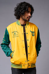 666 Imagination Yellow & Green Varsity Jacket for Men - Go Devil