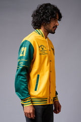 666 Imagination Yellow & Green Varsity Jacket for Men - Go Devil