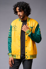666 Imagination Yellow & Green Varsity Jacket for Men - Go Devil