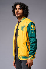 666 Imagination Yellow & Green Varsity Jacket for Men - Go Devil