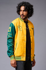 666 Imagination Yellow & Green Varsity Jacket for Men - Go Devil