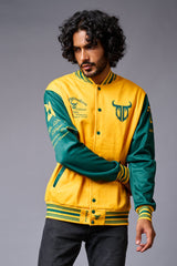 666 Imagination Yellow & Green Varsity Jacket for Men - Go Devil