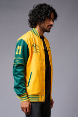 666 Imagination Yellow & Green Varsity Jacket for Men - Go Devil