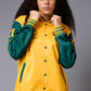 666 Imagination Yellow & Green Varsity Jacket for Women - Go Devil