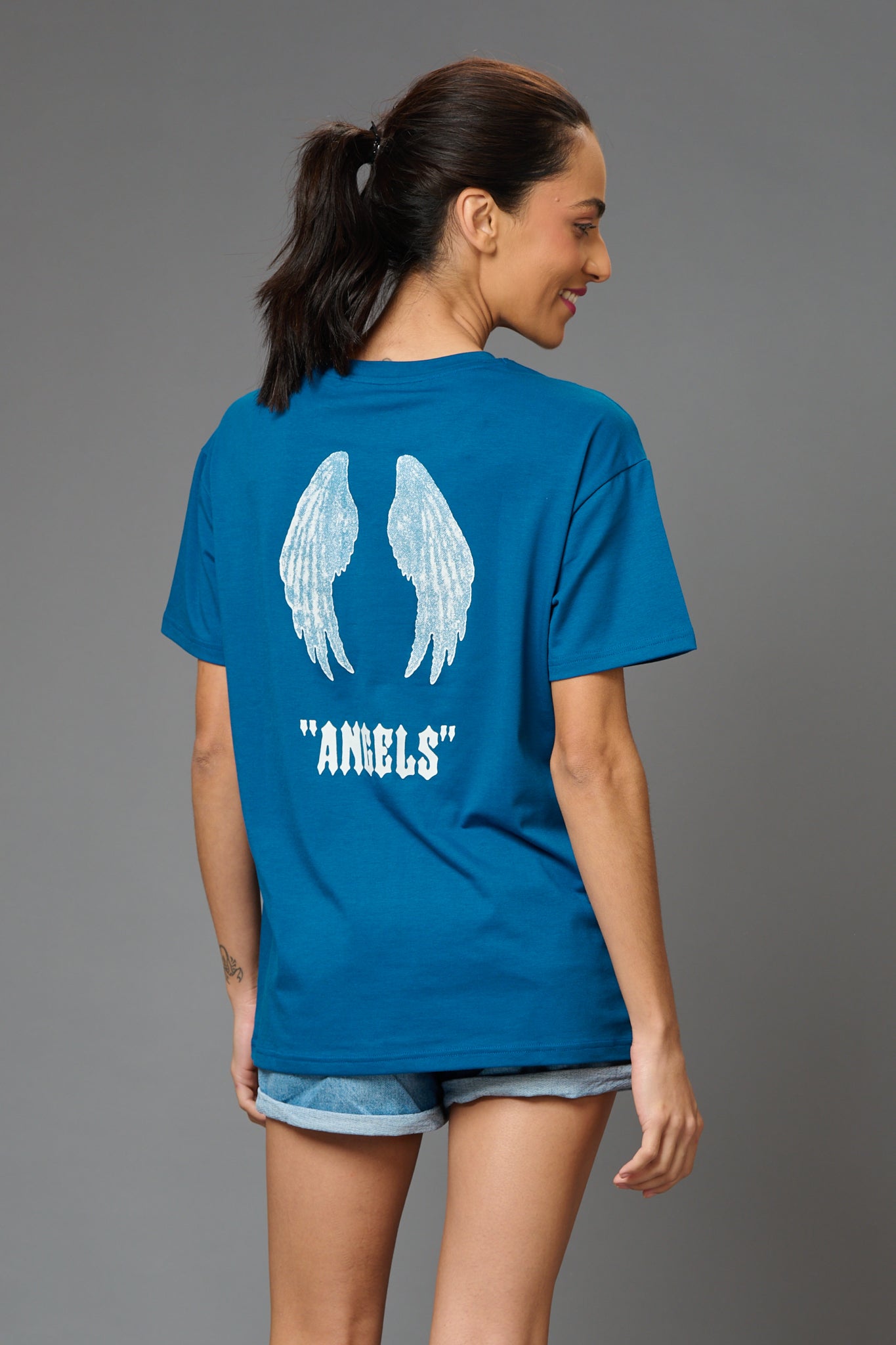Angels with Wings Printed Oversized T-Shirt for Women Oversized T-Shirt for Women - Go Devil
