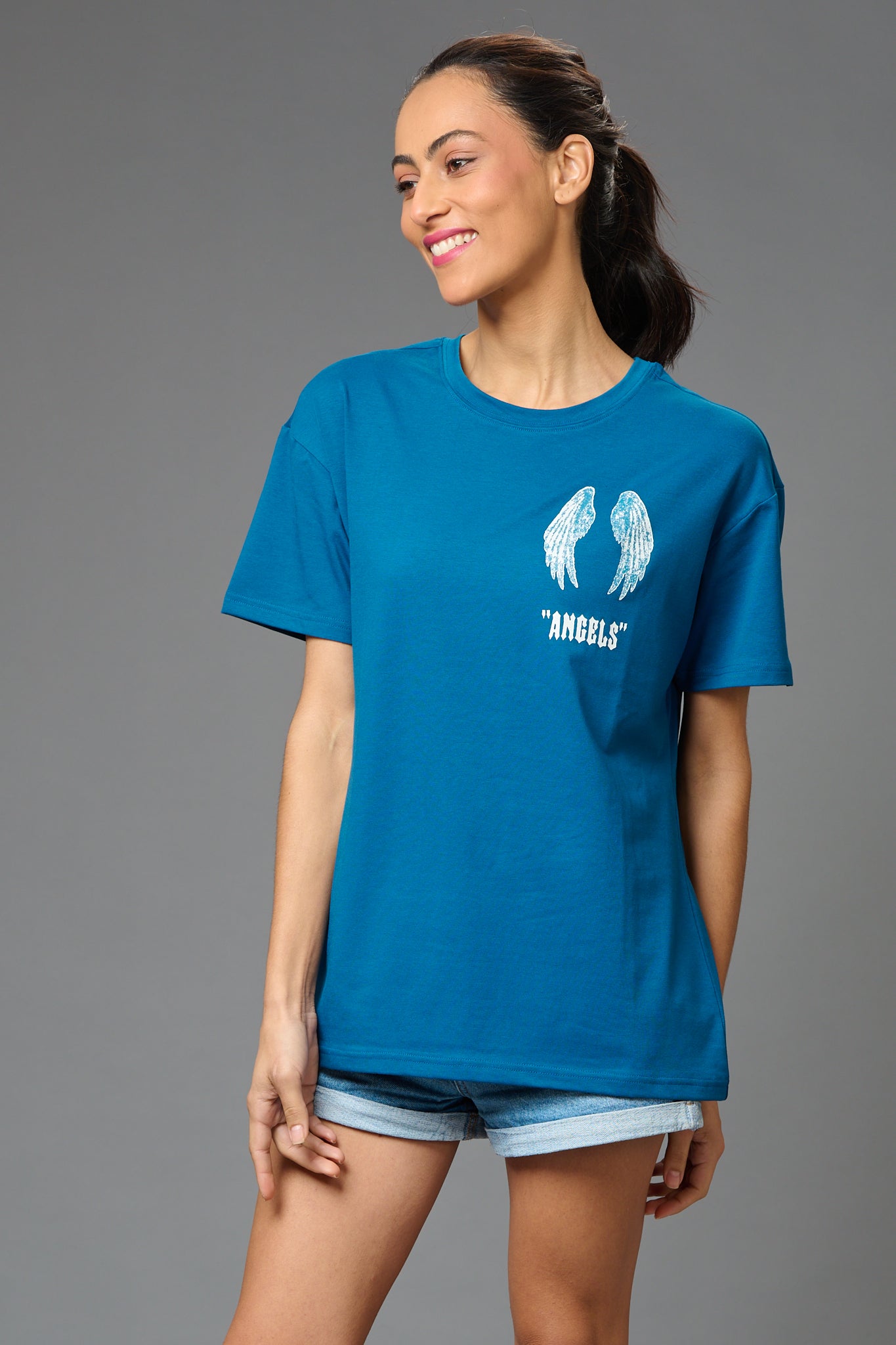 Angels with Wings Printed Oversized T-Shirt for Women Oversized T-Shirt for Women - Go Devil