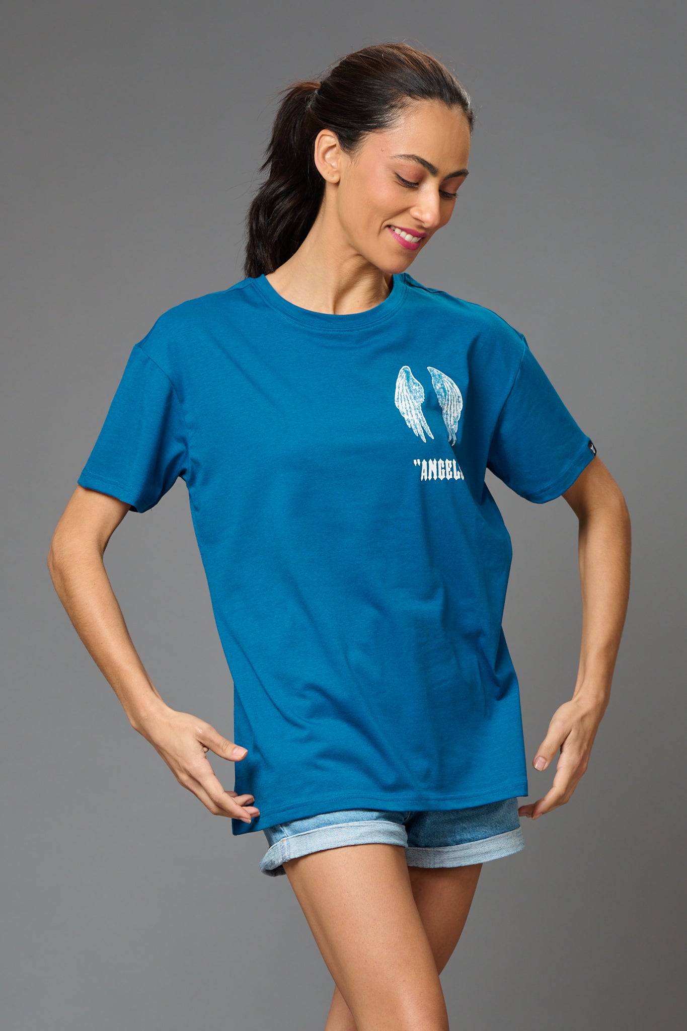 Angels with Wings Printed Oversized T-Shirt for Women Oversized T-Shirt for Women - Go Devil