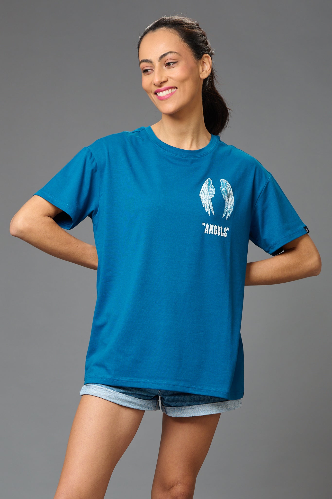 Angels with Wings Printed Oversized T-Shirt for Women Oversized T-Shirt for Women - Go Devil