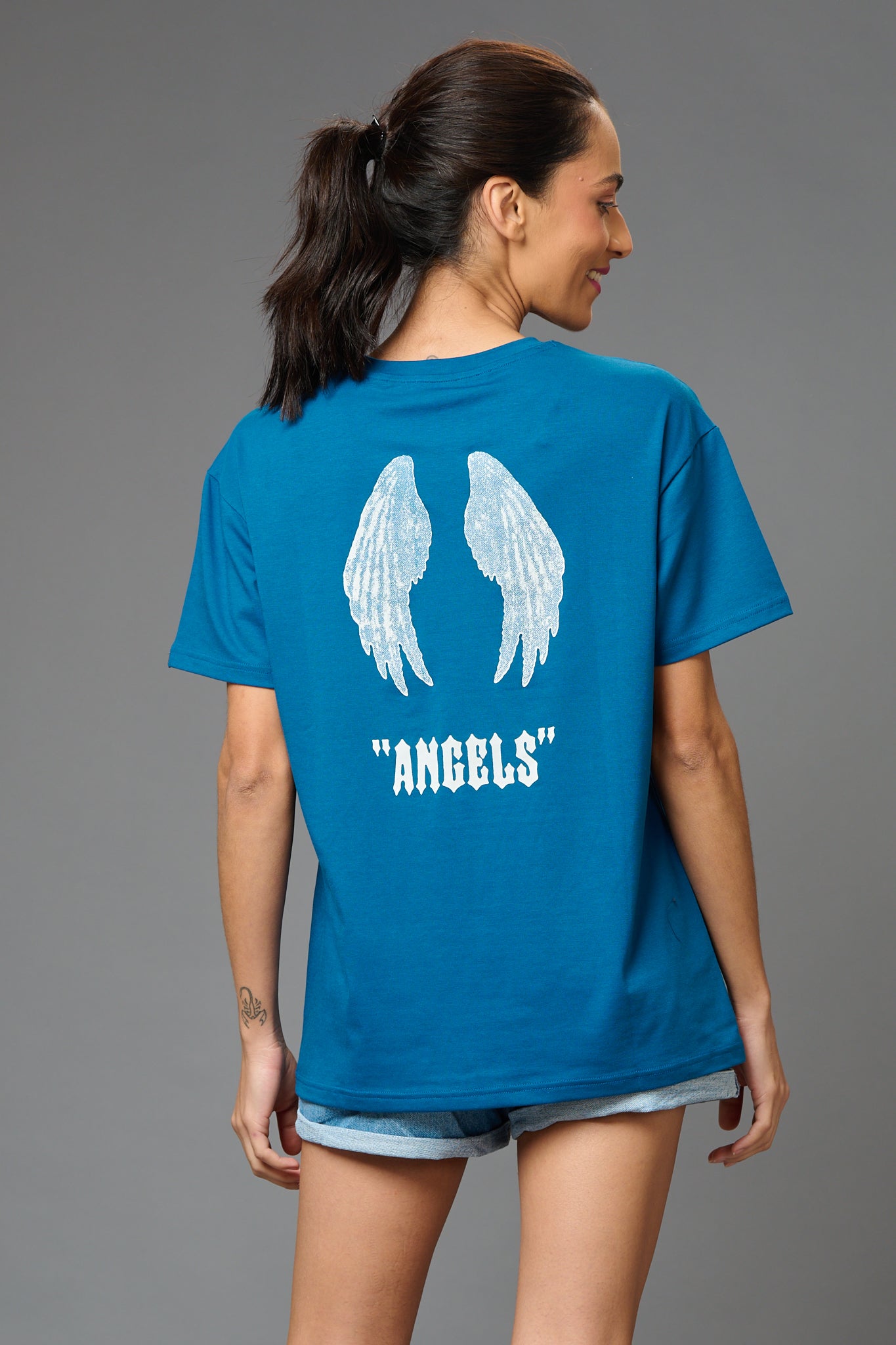 Angels with Wings Printed Oversized T Shirt for Women Oversized T Shirt for Women