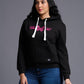 Antisocial Butterfly Pink Printed Black Hoodie for Women by Go Devil - Go Devil