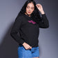 Antisocial Butterfly Printed Black Sweatshirt for Women - Go Devil