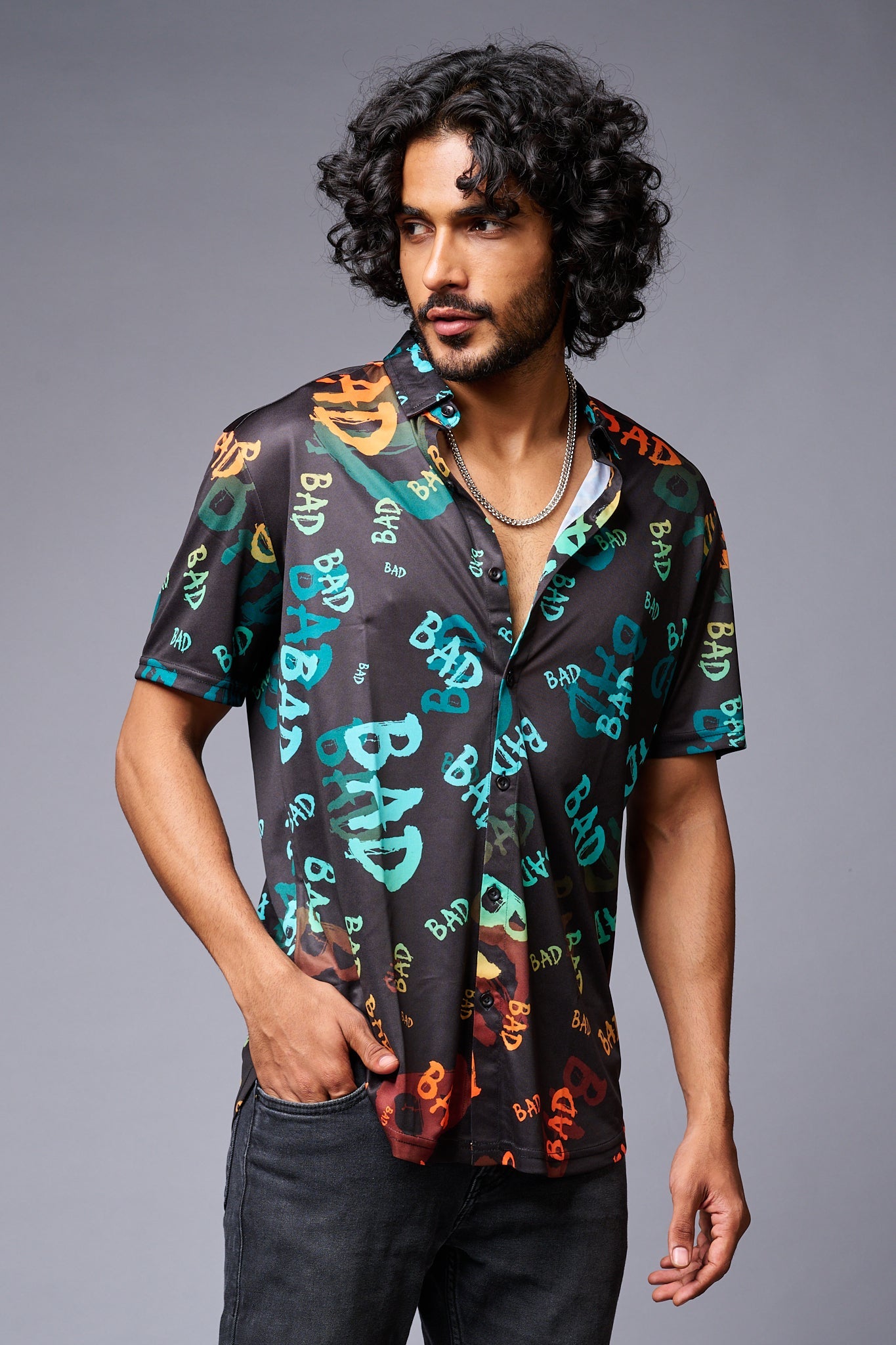 BAD Printed Black Shirt for Men - Go Devil