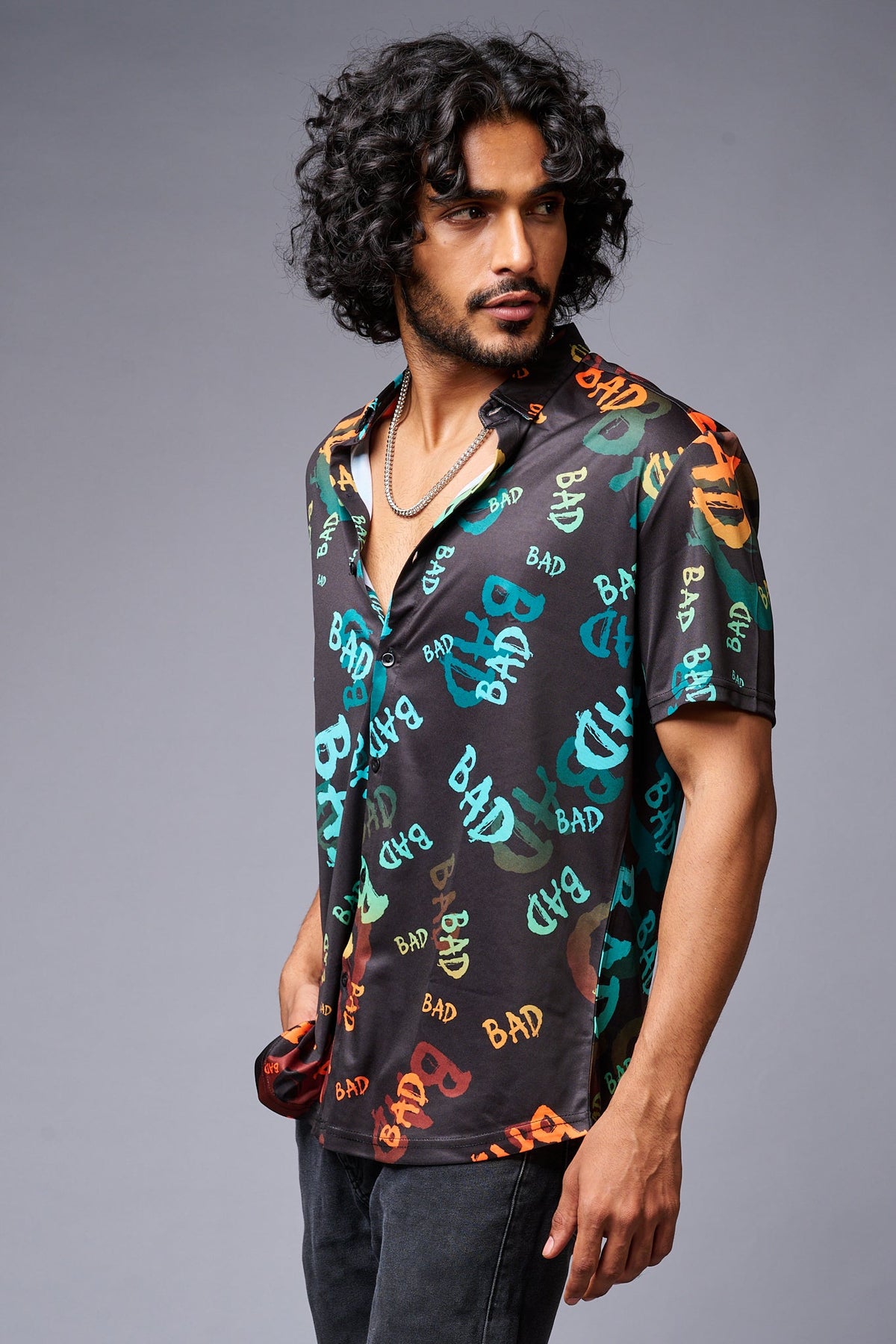 BAD Printed Black Shirt for Men - Go Devil