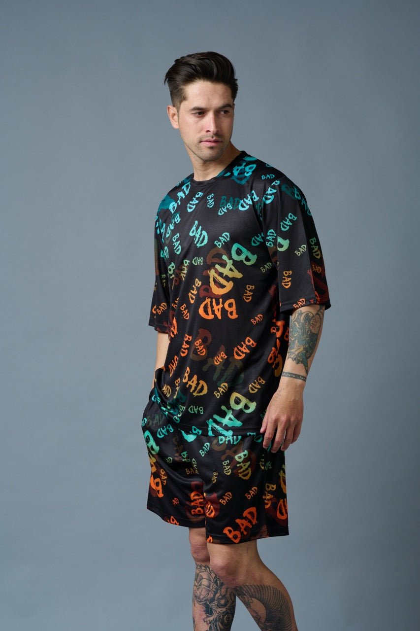 BAD Printed Gradient Polyester Co-ord Set for Men - Go Devil