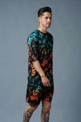 BAD Printed Gradient Polyester Co-ord Set for Men - Go Devil