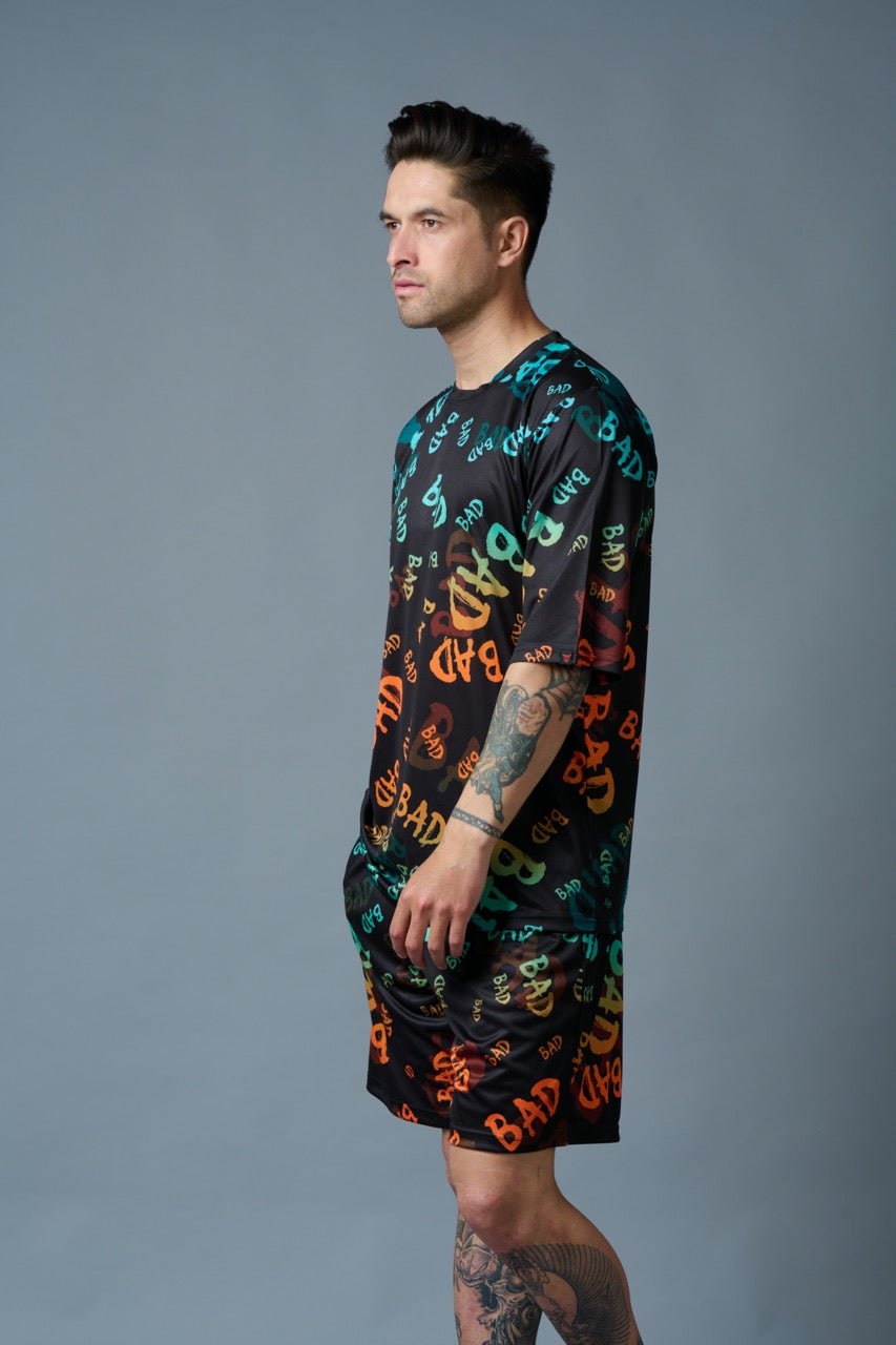 BAD Printed Gradient Polyester Co-ord Set for Men - Go Devil