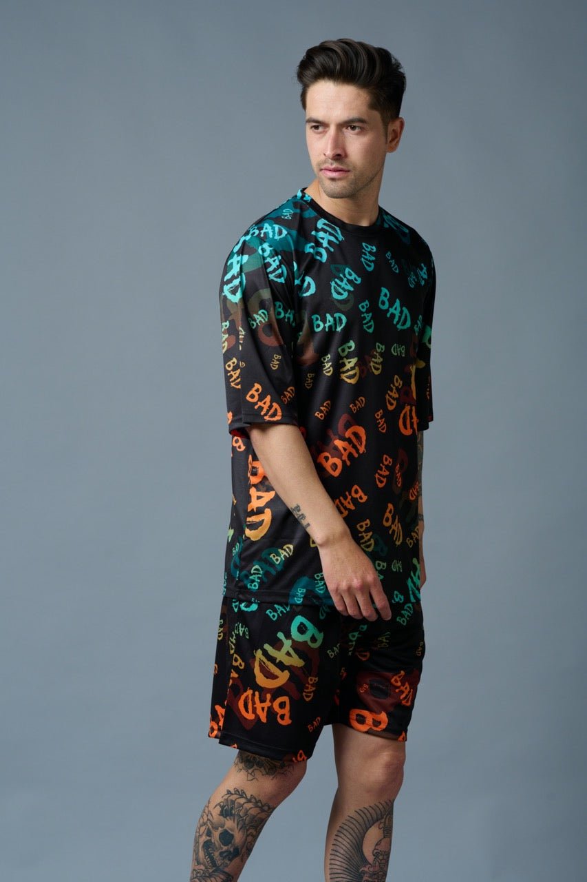 BAD Printed Gradient Polyester Co-ord Set for Men - Go Devil