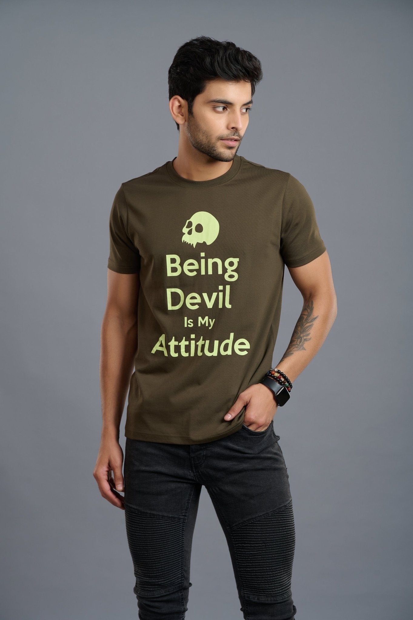 Being Devil Is My Attitude Printed T-Shirt for Men - Go Devil