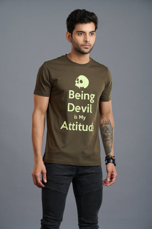 Being Devil Is My Attitude Printed T-Shirt for Men - Go Devil