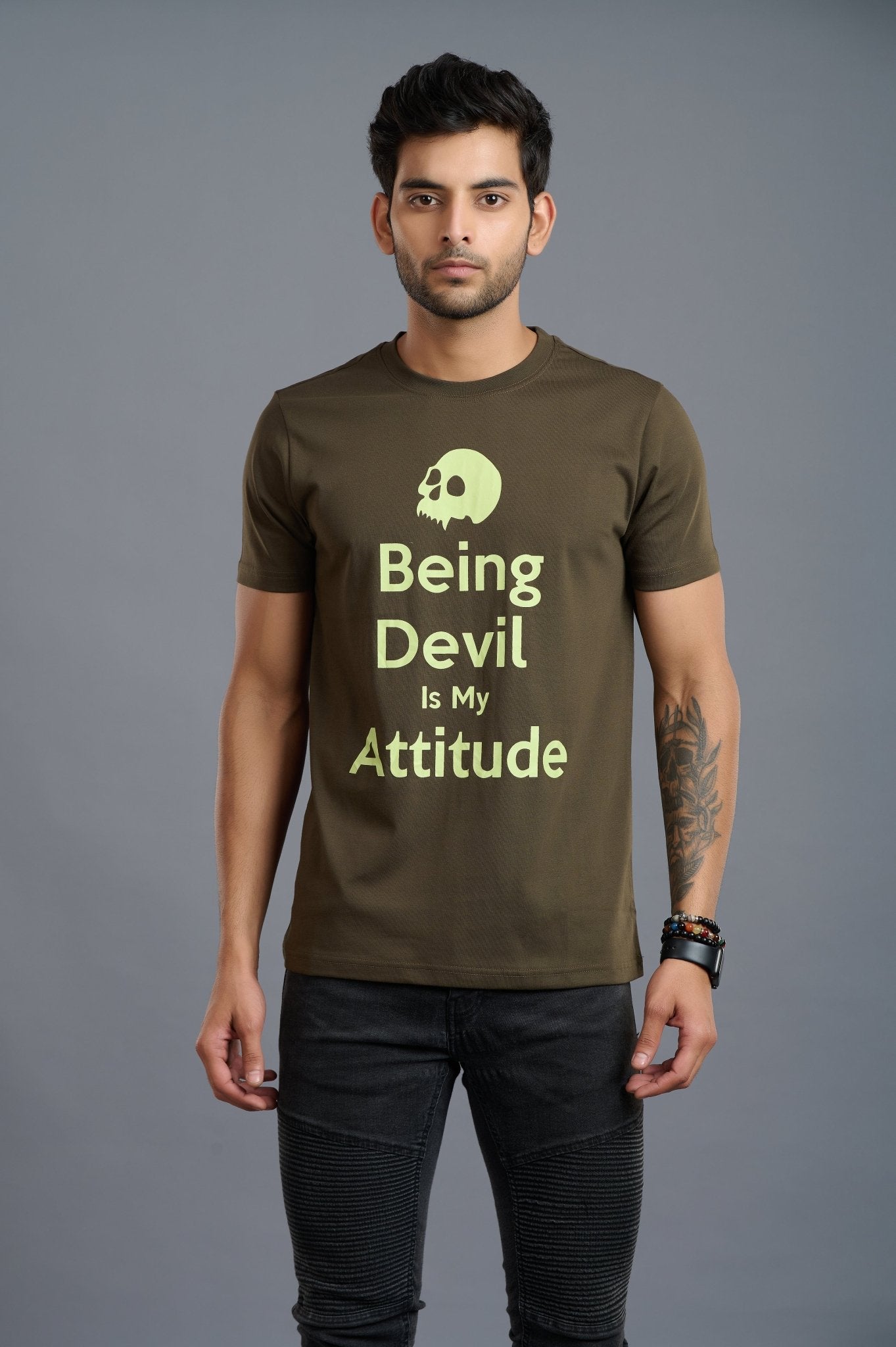 Being Devil Is My Attitude Printed T-Shirt for Men - Go Devil