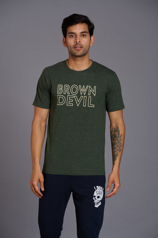 Brown Devil Printed Green T-Shirt for Men - Go Devil
