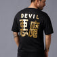 Chinese DEVIL (Gold Foil Print) Black Oversized T-Shirt for Men - Go Devil