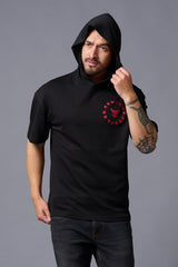 Chinese Devil in Red Print Hooded Oversized T-Shirt for Men - Go Devil