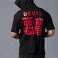 Chinese Devil in Red Print Hooded Oversized T-Shirt for Men - Go Devil