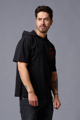 Chinese Devil in Red Print Hooded Oversized T-Shirt for Men - Go Devil
