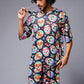 Colourful Skull Printed Black Co-ord Set for Men - Go Devil