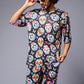 Colourful Skull Printed Black Co-ord Set for Men - Go Devil