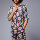 Colourful Skull Printed Black Co-ord Set for Men - Go Devil