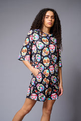 Colourful Skull Printed Black Co-ord Set for Women - Go Devil