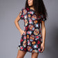 Colourful Skull Printed Black Dresses for Women - Go Devil