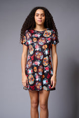 Colourful Skull Printed Black Dresses for Women - Go Devil