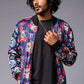 Colourful Skull Printed Blue Bomber Jacket for Men - Go Devil